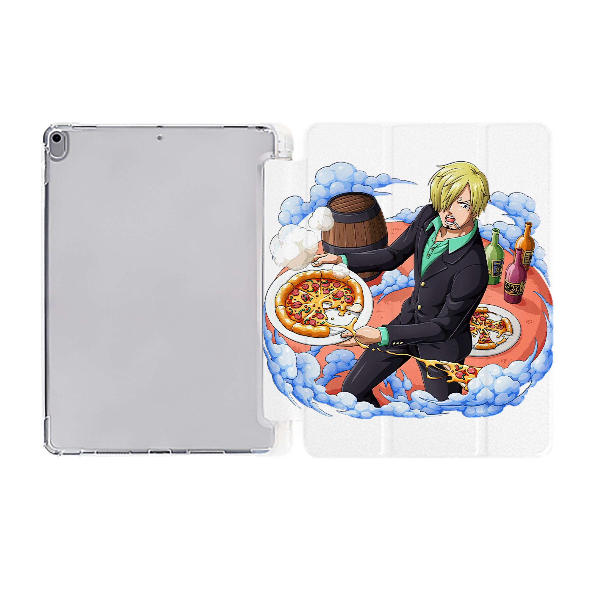 （画像用） ワンピース サンジ ONE PIECE Sanji IPad ケース ペン収納付き 三つ折りスタンド PUレザー×シリコン 対応機種9.5/10.5/10.9インチ